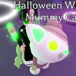 Mega Neon Halloween White Mummy Cat in game